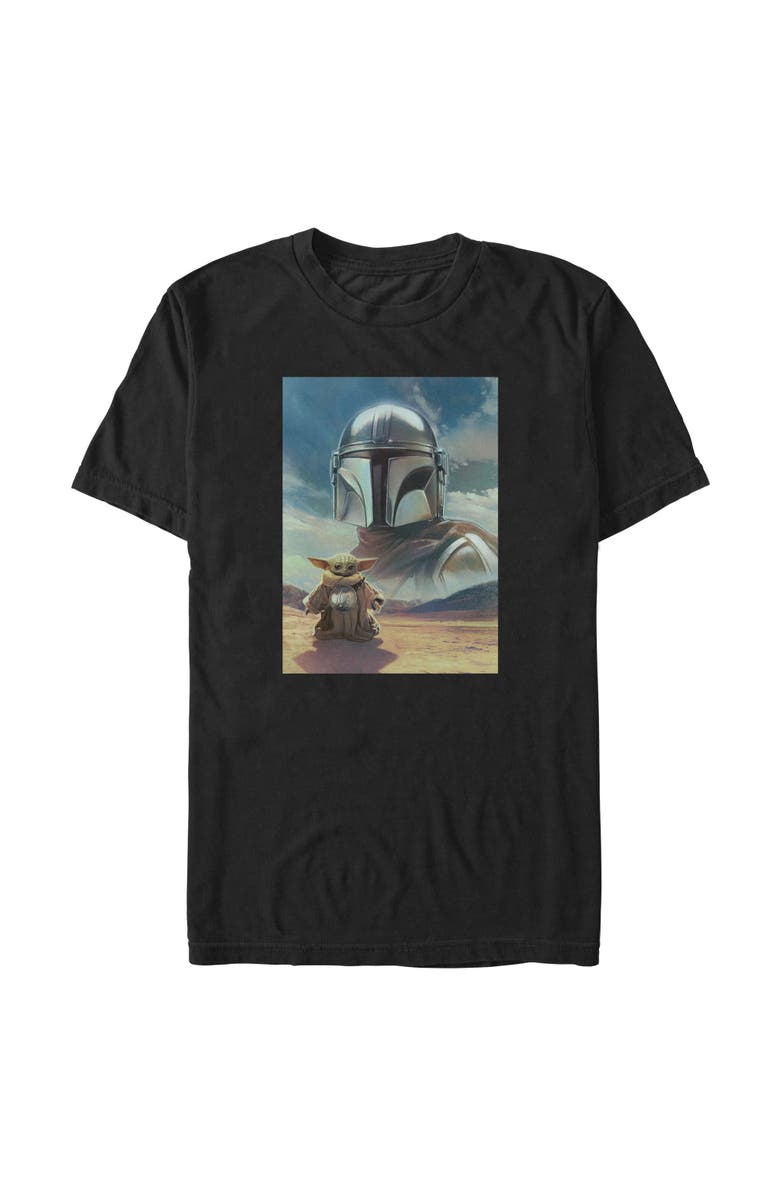 Star Wars: The Mandalorian and Grogu Men's Star Wars The Mandalorian and Grogu Din Djarin and The Child Desert Poster  Graphic T-Shirt, Main, color, Black