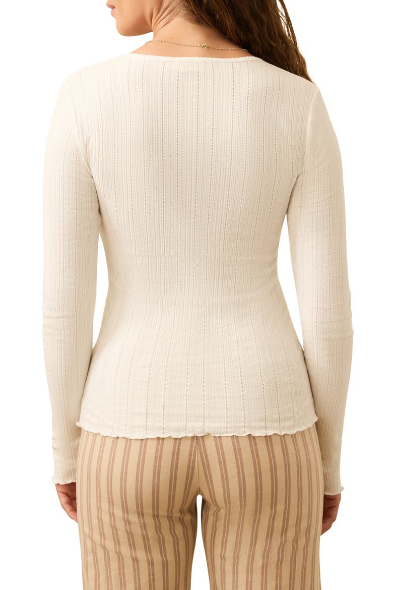 Paradise Pointelle Stitch Organic Cotton Blend Henley, Alternate, color, EGRET