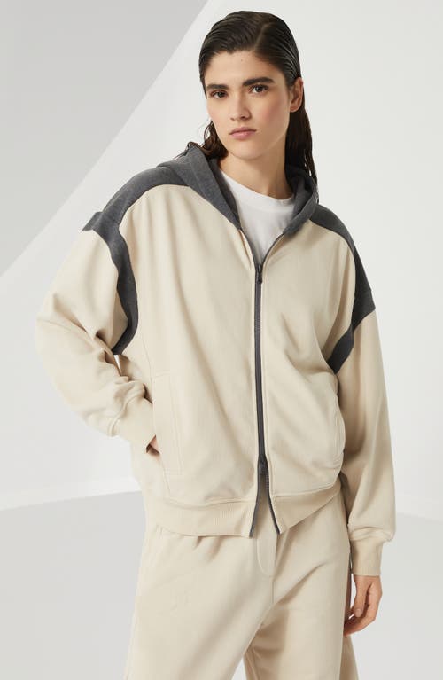 Brunello Cucinelli Smooth Cotton French Terry Sweatshirt In Orange