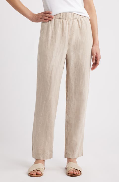 Wide Leg Organic Linen Ankle Pants