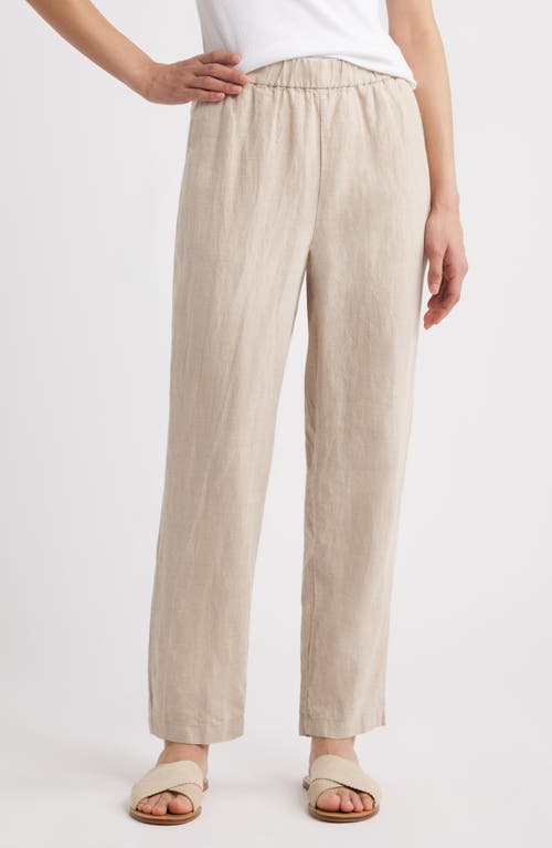 Shop Eileen Fisher Wide Leg Organic Linen Ankle Pants In Undyed Natural