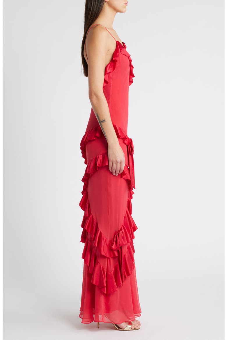 Rialto Ruffle Silk Dress, Alternate, color, RED