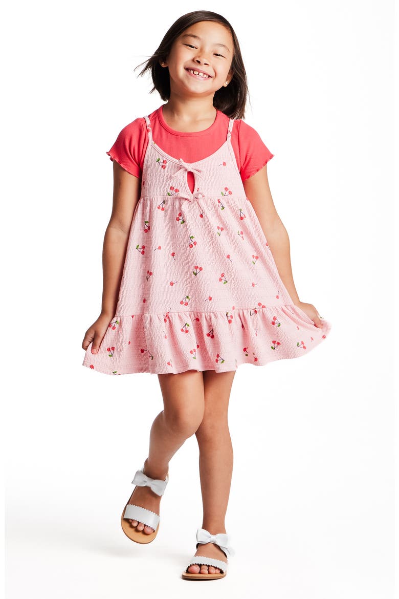 Kids' Cherry Print Tank T-Shirt Dress, Alternate, color, PINK CHERRY