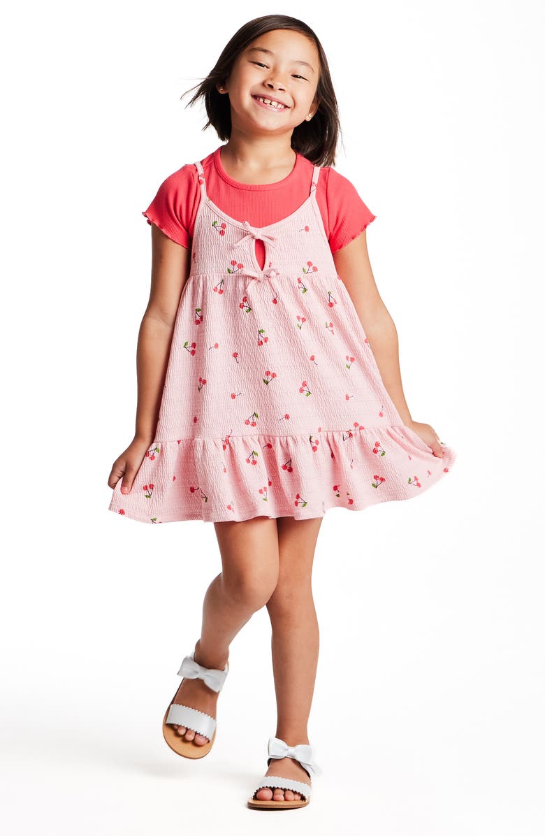 Andy & Evan Kids' Cherry Print Tank T-Shirt Dress, Alternate, color, Pink Cherry