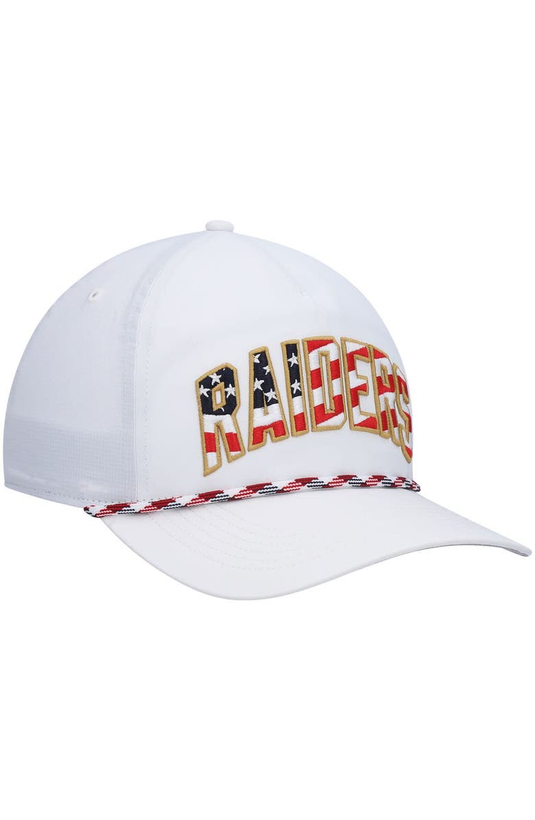 '47 Men's '47 White Las Vegas Raiders Hitch Stars and Stripes Trucker Adjustable Hat, Alternate, color, 