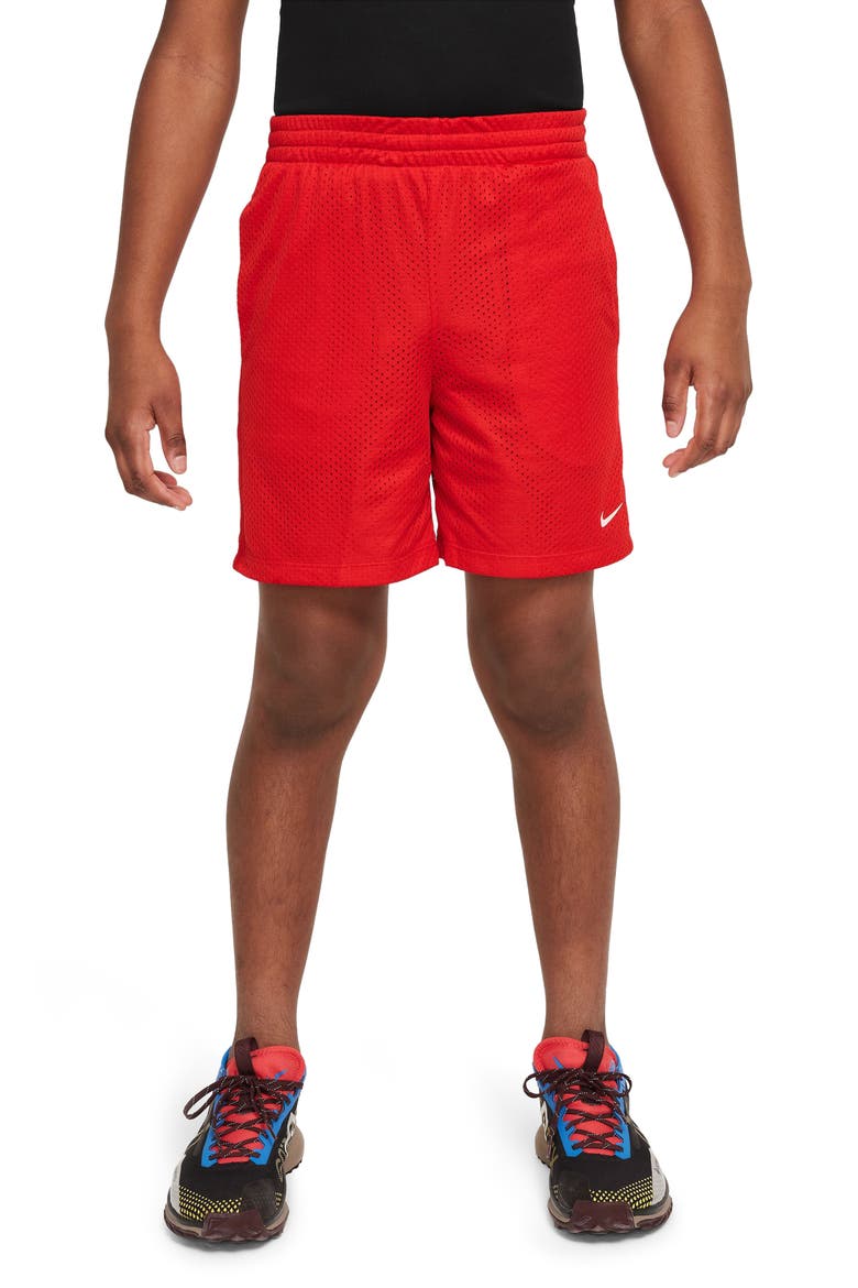 Kids' Mesh Dri-FIT Shorts, Main, color, 657 UNVRED/WHITE