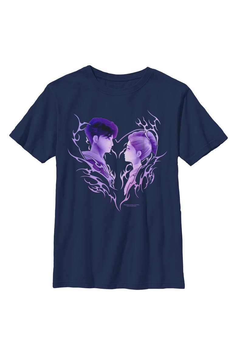 Boy's KPop Demon Hunters Jinu and Rumi Love  Graphic T-Shirt, Main, color, Navy Blue