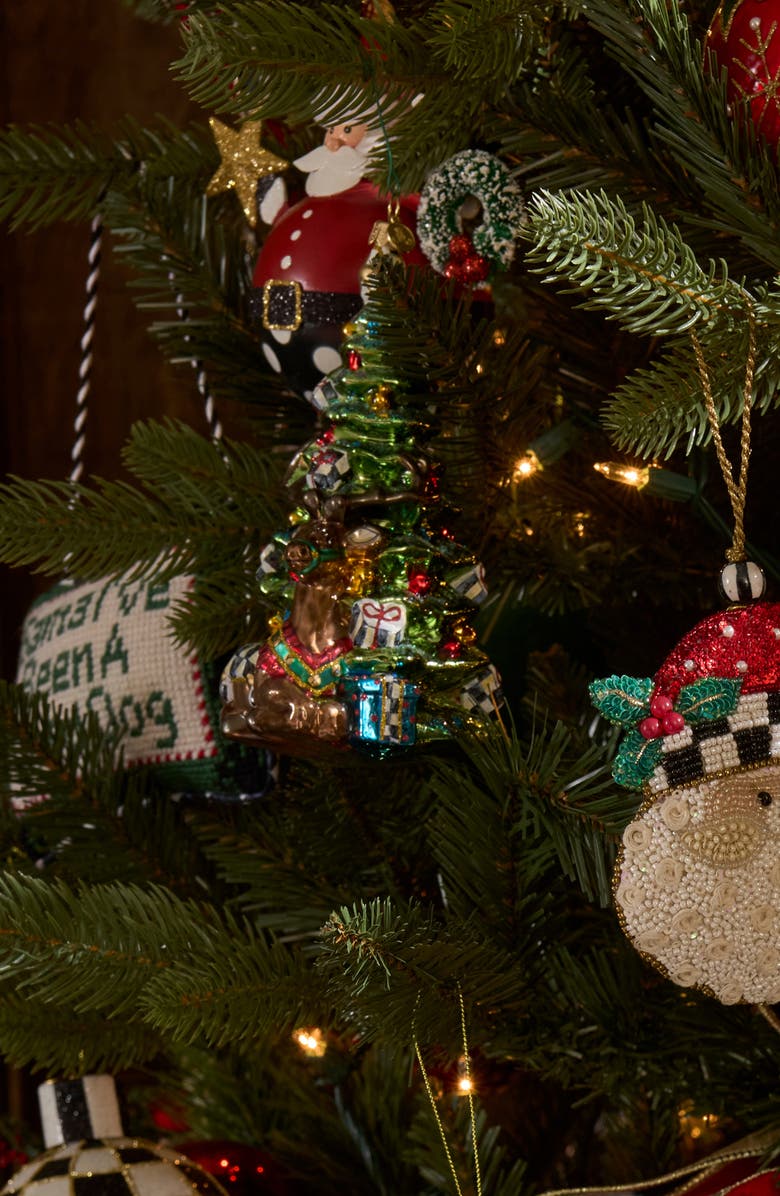 MACKENZIE CHILDS Holiday Forest Tree Glass Ornament, Alternate, color, Green