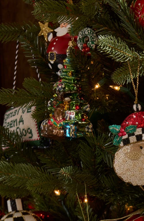 Mackenzie-childs Mackenzie Childs Holiday Forest Tree Glass Ornament In Green
