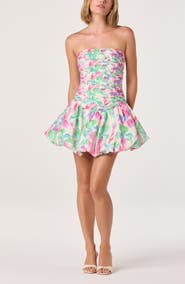 ASTR the Label Ella Floral Print Strapless Minidress