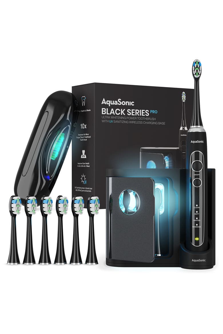 Black Series PRO UV – Ultra-Whitening Electric Toothbrush with UV Sanitizing Base, Main, color, BLACK