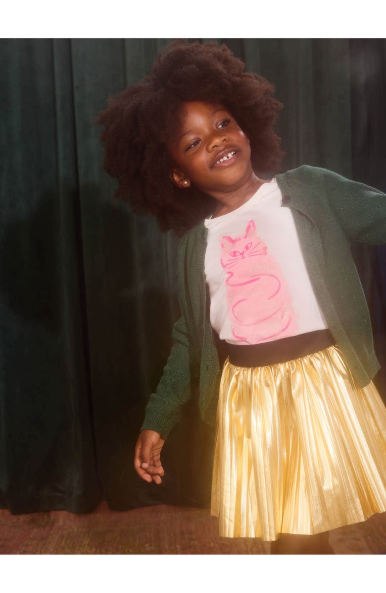 Tea Collection Pleated Metallic Twirl Skirt, Alternate, color, Metallic Gold