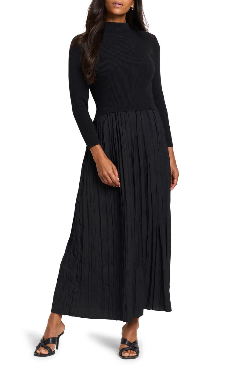 NIC+ZOE Kira Long Sleeve Knit & Woven Dress, Main, color, 
