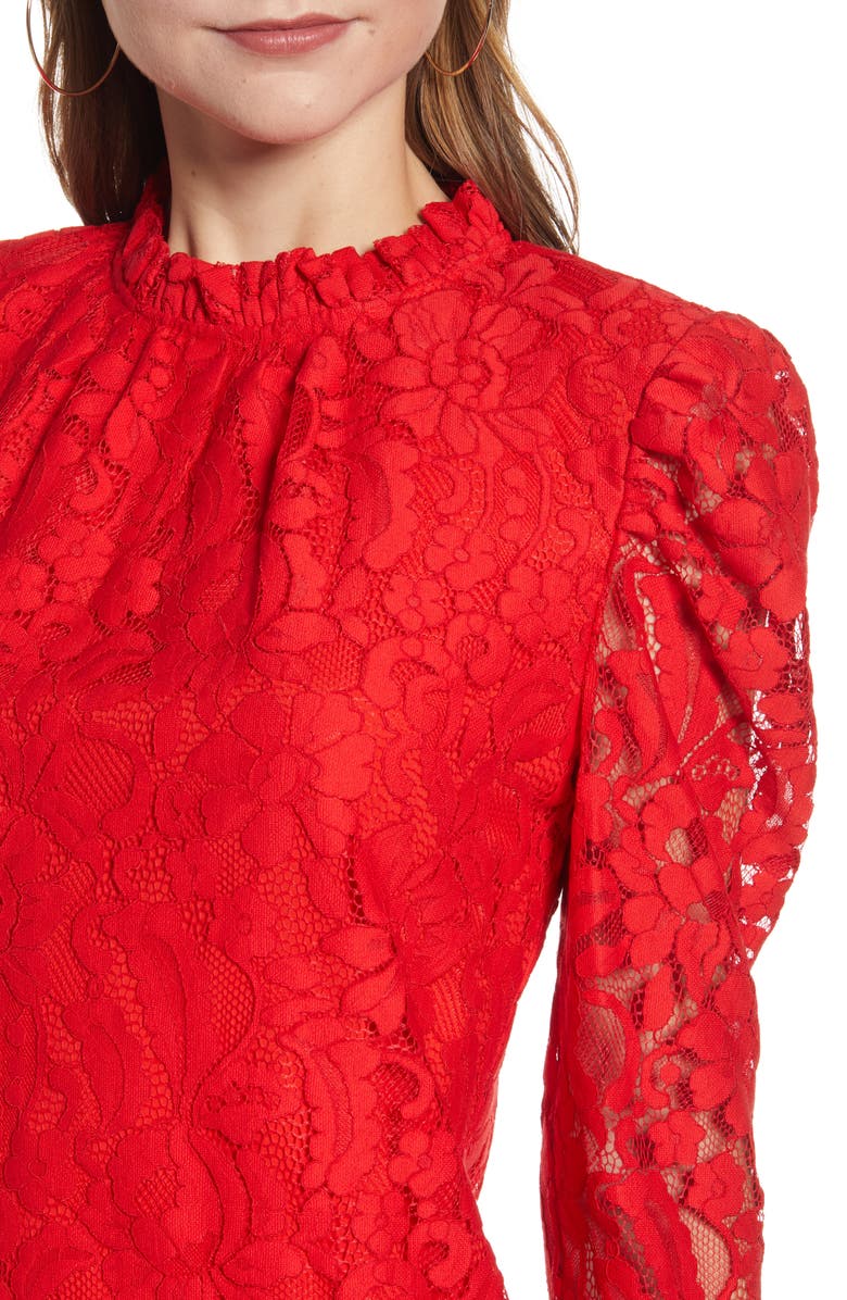 Rachel Parcell Ruffle Neck Lace Top, Alternate, color, 