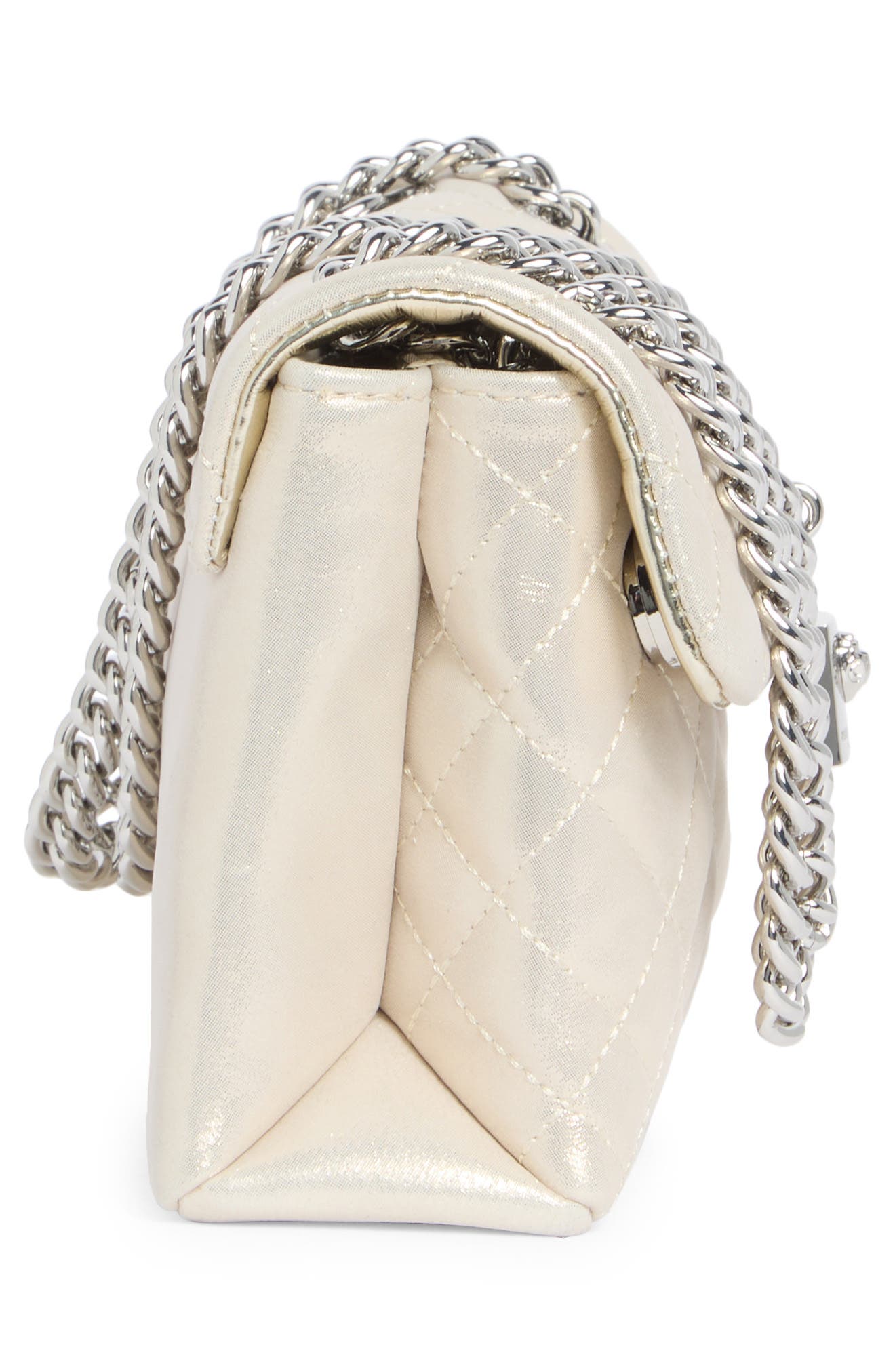 Kurt Geiger London Mini Brixton Metallic Leather Convertible Crossbody Bag, Alternate, color, Silver