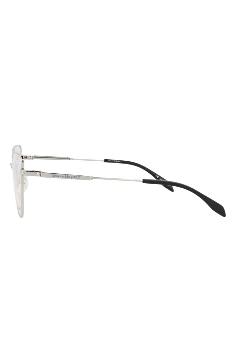 McQueen 55mm Cat Eye Optical Glasses, Alternate, color, Ruthenium Transparent