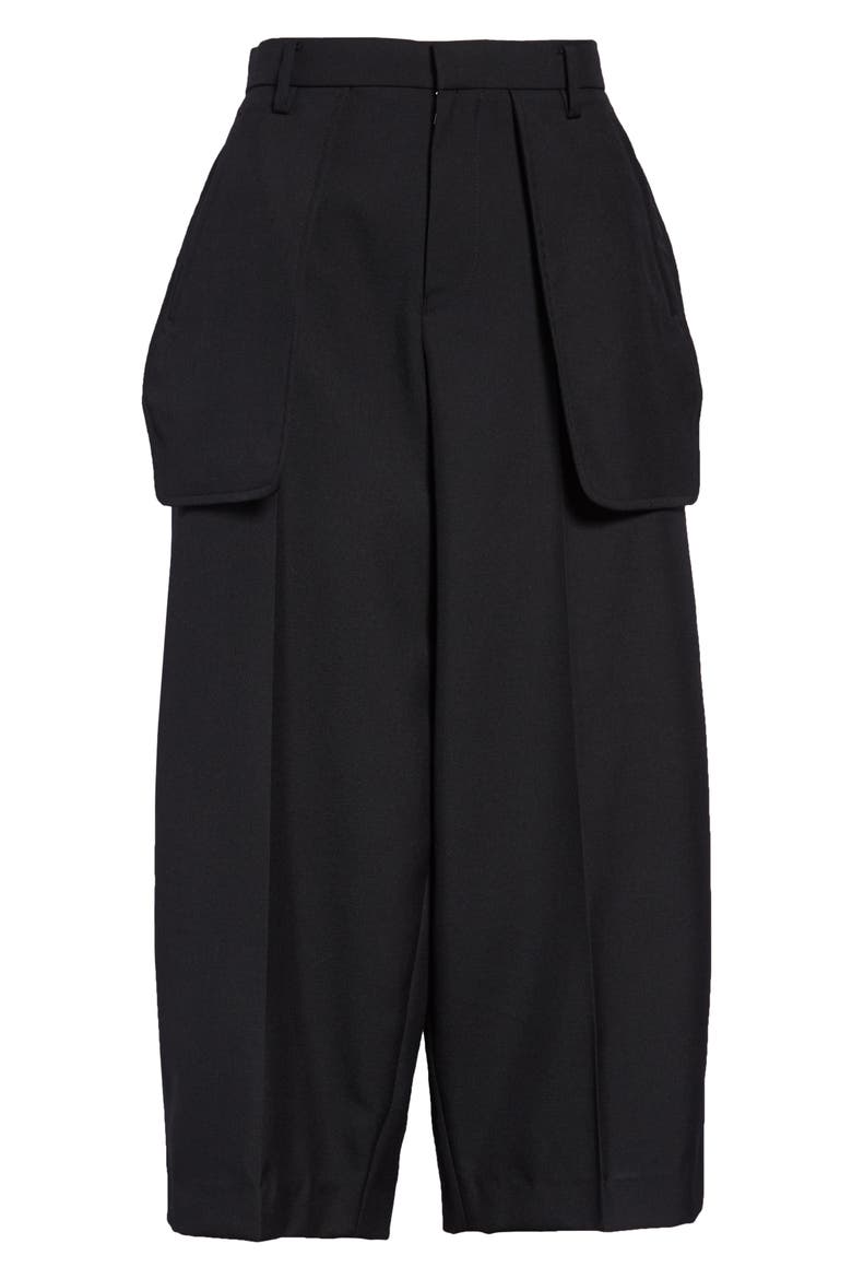 Crop Wool Blend Pants, Main, color, BLACK