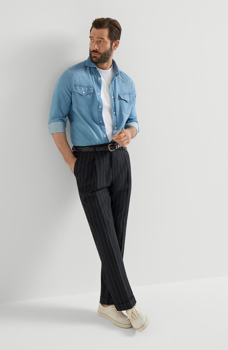 Brunello Cucinelli Virgin wool trousers, Alternate, color, Black