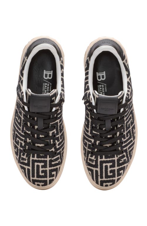 Balmain B-court Monogrammed Canvas Trainers In Black