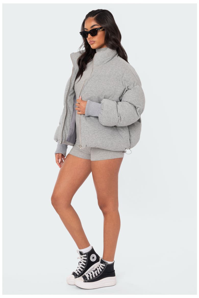 Jersey Puffer Jacket, Alternate, color, GREY MELANGE