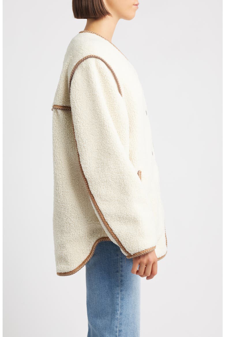 Emmersyn UGGbraid Trim High Pile Fleece Coat, Alternate, color, CREAM