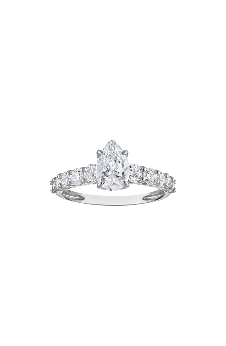 FZN <p>10K Gold Pear Cut Lab Grown Diamond Ring</p>, Main, color, White