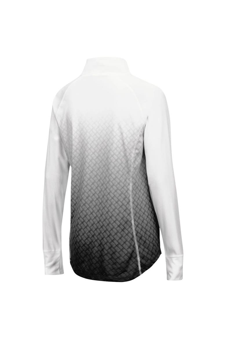 Women's Colosseum White/Black ECU Pirates Magic Ombre Lightweight Fitted Quarter-Zip Long Sleeve Top, Alternate, color, White