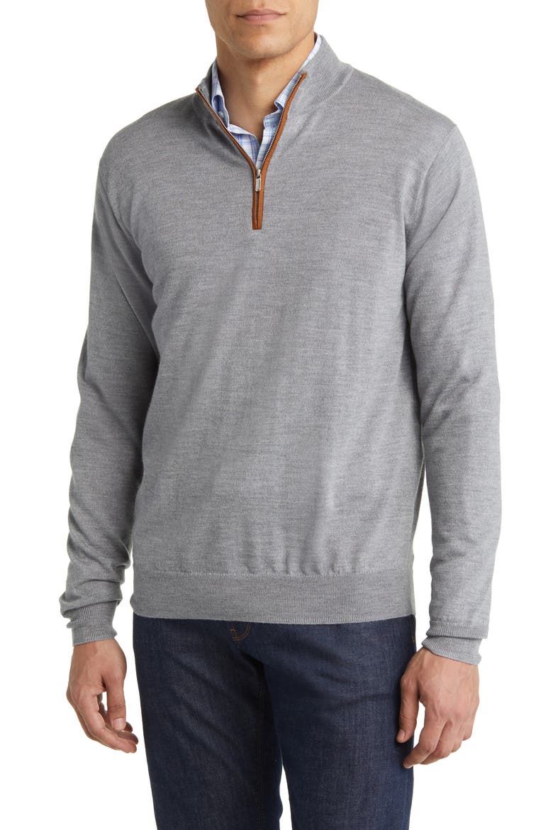 Autumn Crest Wool Blend Quarter Zip Pullover, Main, color, BRITISH GREY