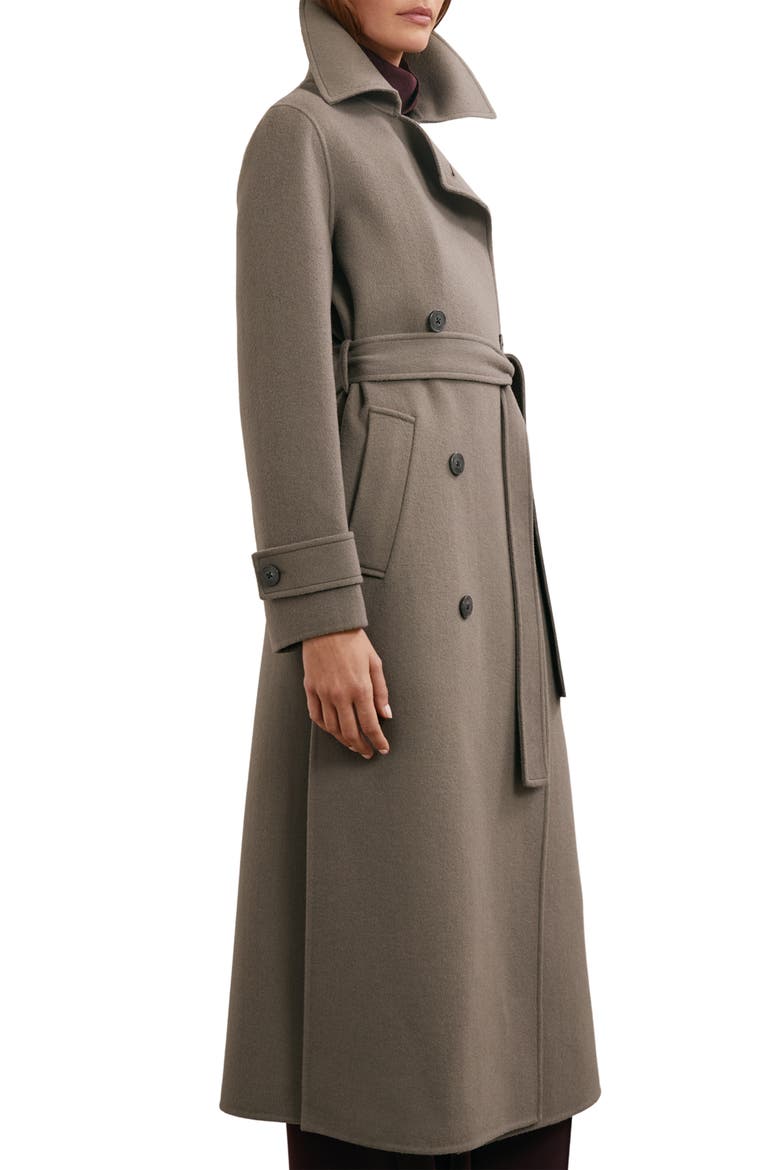 Luna Double Breasted Tie Waist Wool Blend Coat, Alternate, color, MINK