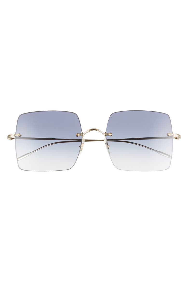 Oishe 57mm Gradient Rimless Square Sunglasses, Alternate, color, GOLD/ AEGEAN GRADIENT