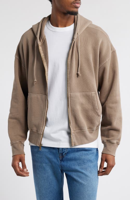 Elwood Core Oversize Terry Full Zip Hoodie In Brown