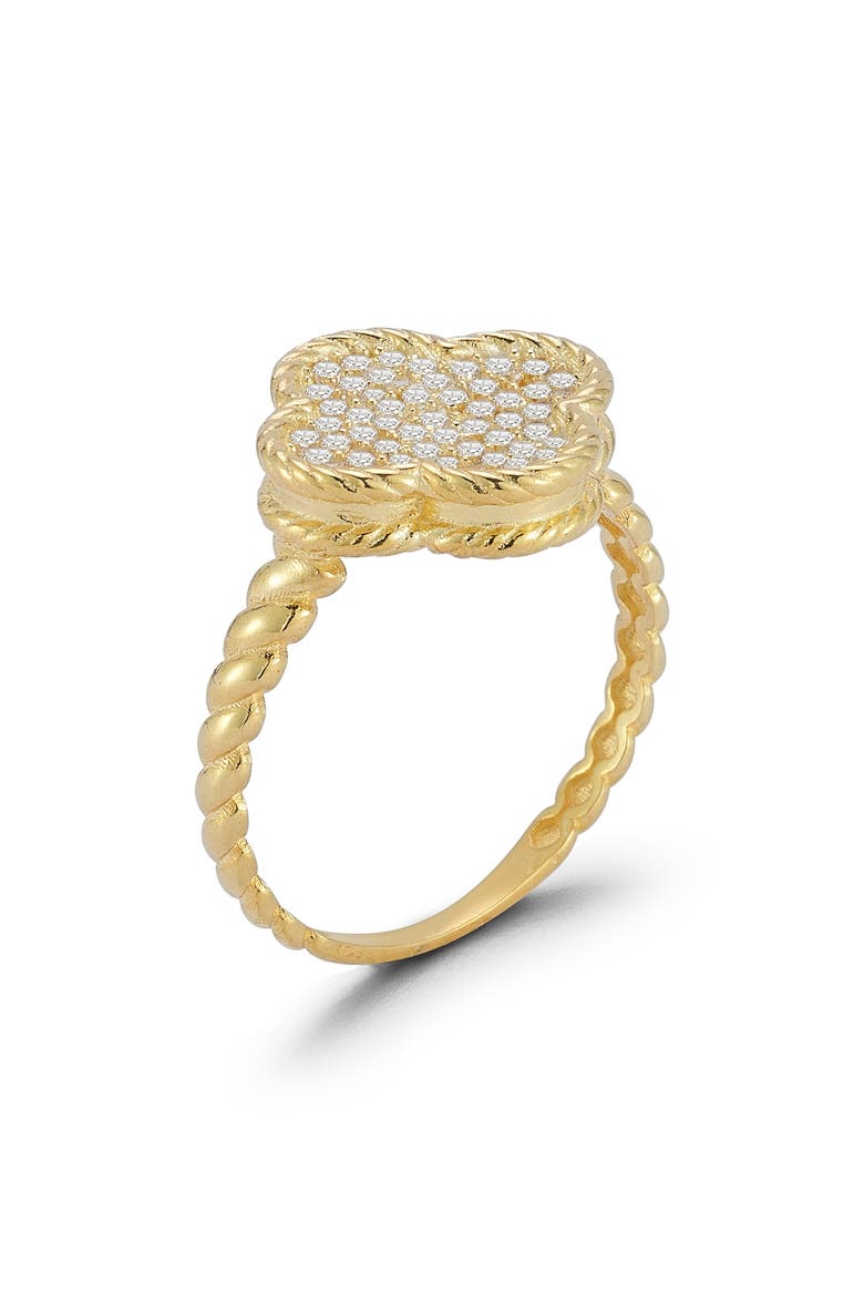 Pavé Clover Ring, Alternate, color, GOLD