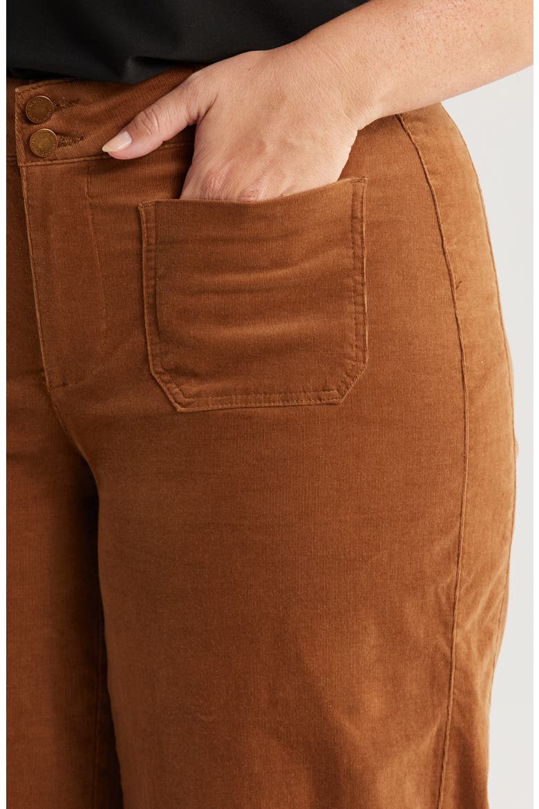 Emma Patch Pocket High Waist Wide Leg Corduroy Pants, Alternate, color, ROASTED PECAN