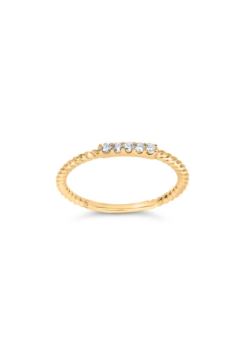 10K Yellow Gold 1/10 Cttw Diamond 5 Stone Braided Shank Band Ring, Alternate, color, Yellow Gold