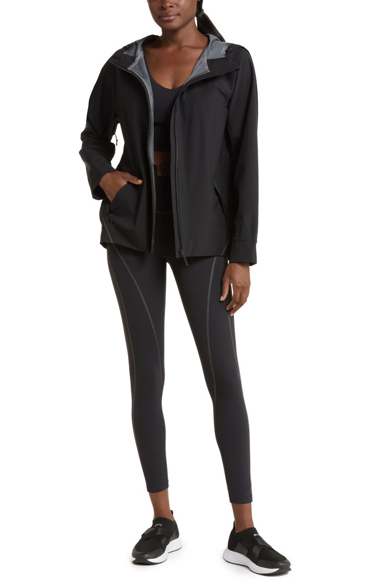 Commute Hooded Water Resistant Rain Jacket, Alternate, color, BLACK
