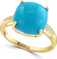 EFFY 14K Yellow Gold Diamond Turquoise Ring - 0.04 ctw.