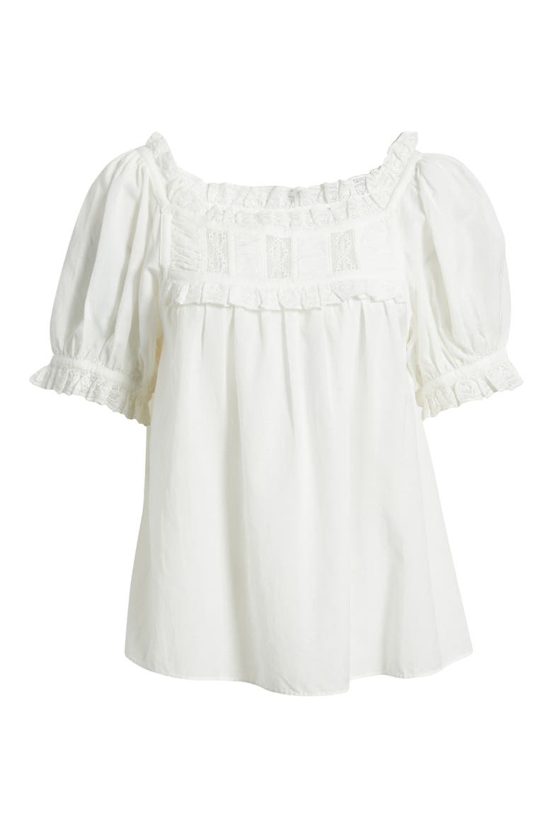 Frances Lace Inset Cotton Blend Top, Alternate, color, SALT LACE