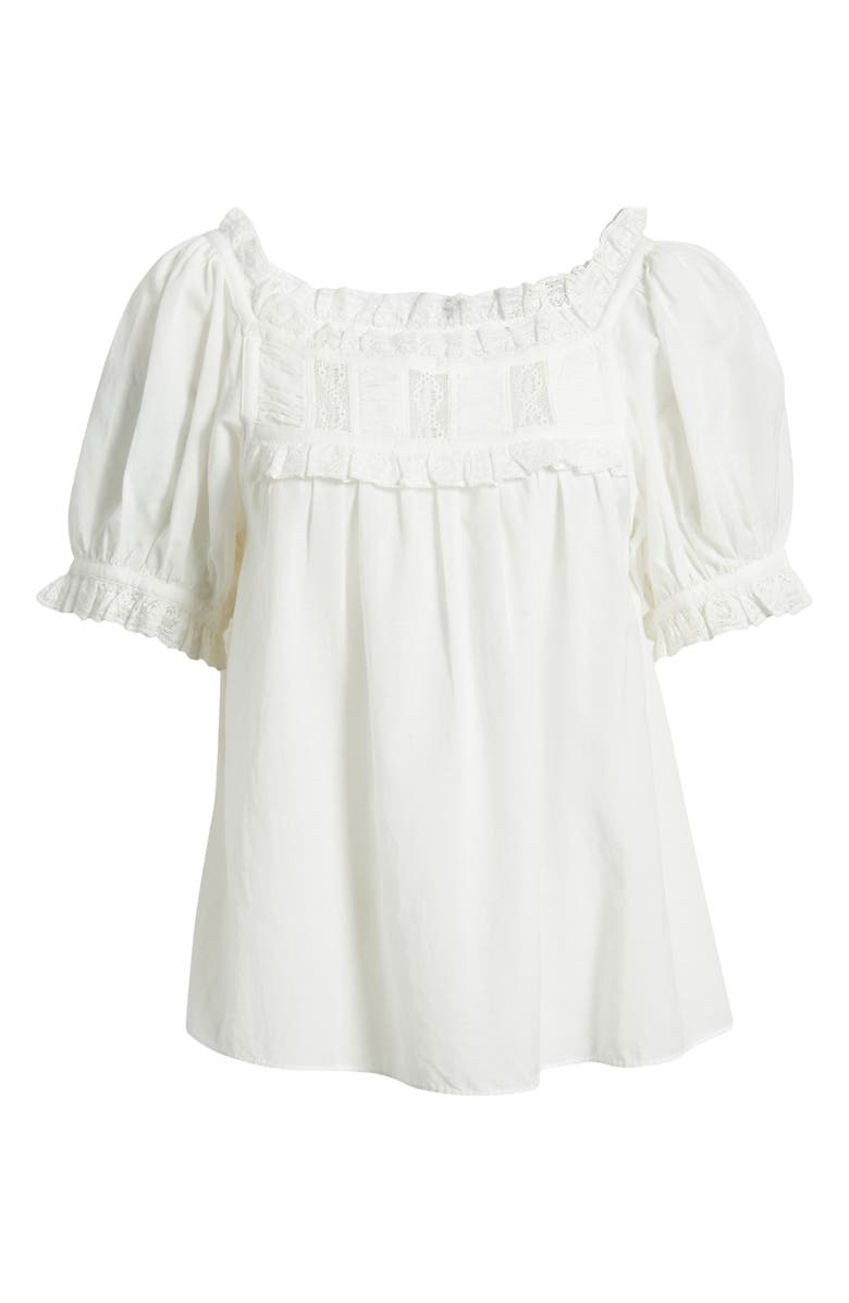 DÔEN Frances Lace Inset Cotton Blend Top, Alternate, color, Salt Lace