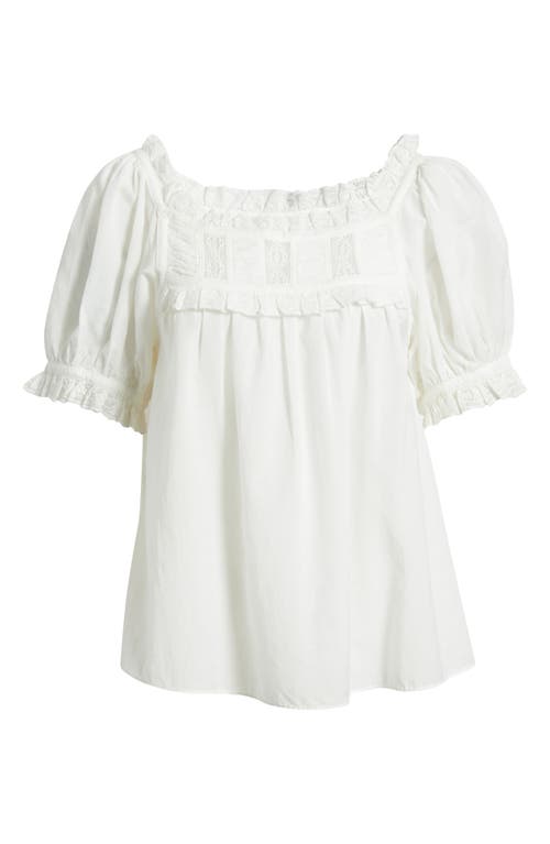 Shop Doen Dôen Frances Lace Inset Cotton Blend Top In Salt Lace
