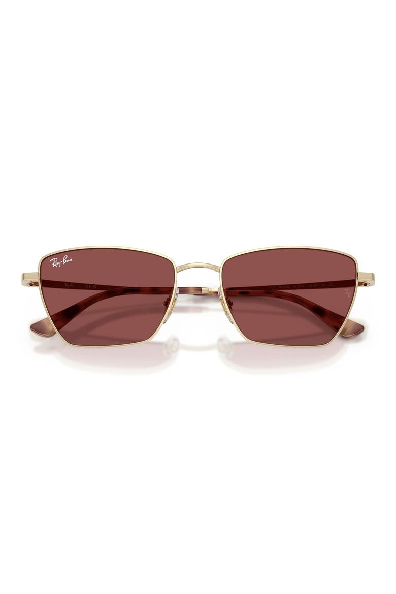 Drea Bio-Based 53mm Polarized Irregular Cat Eye Sunglasses, Alternate, color, PALE GOLD / DARK VIOLET