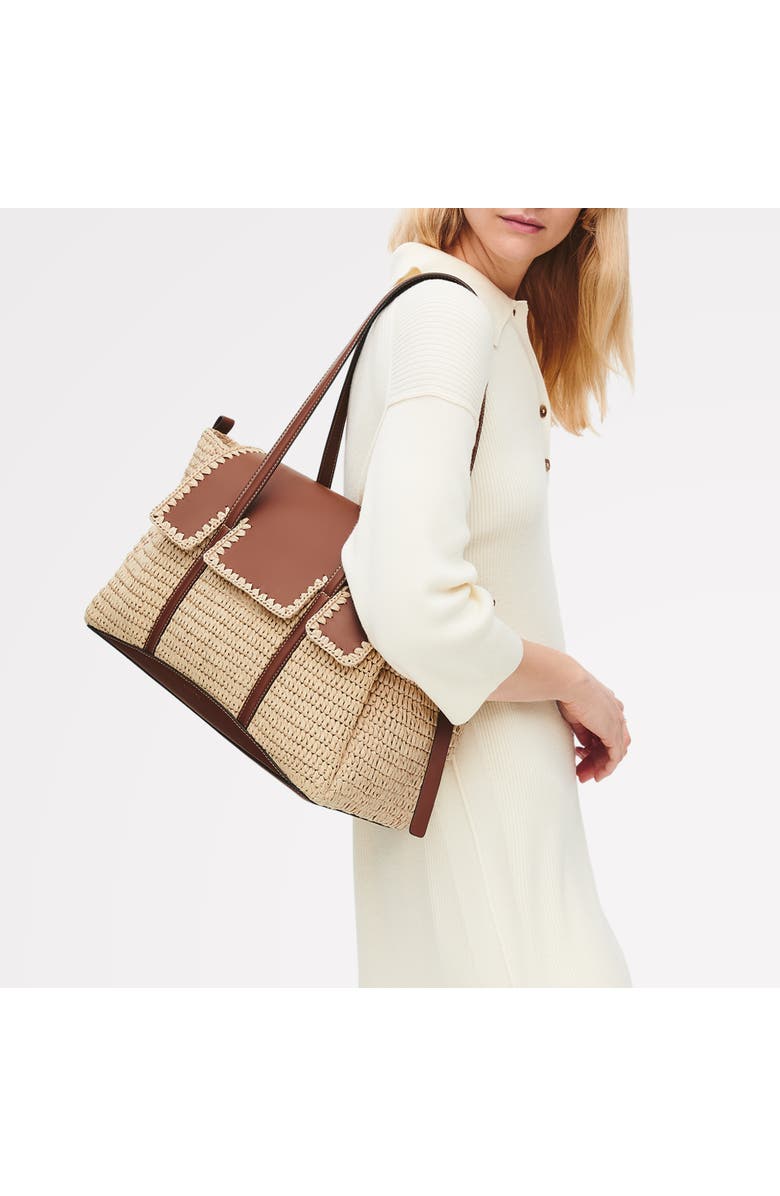Radley The Chancery - Raffia Medium Flapover Woven Shoulder Bag, Alternate, color, Natural
