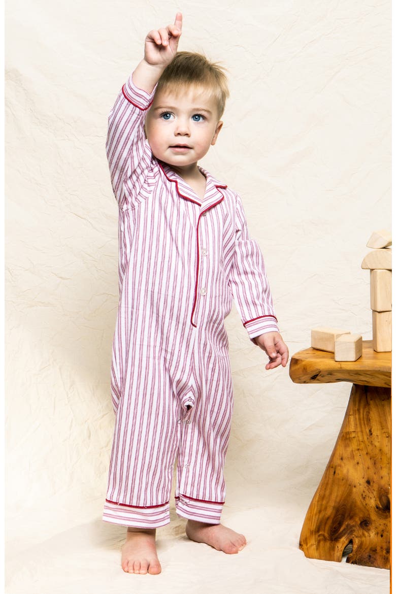 Stripe One-Piece Pajamas, Alternate, color, RED