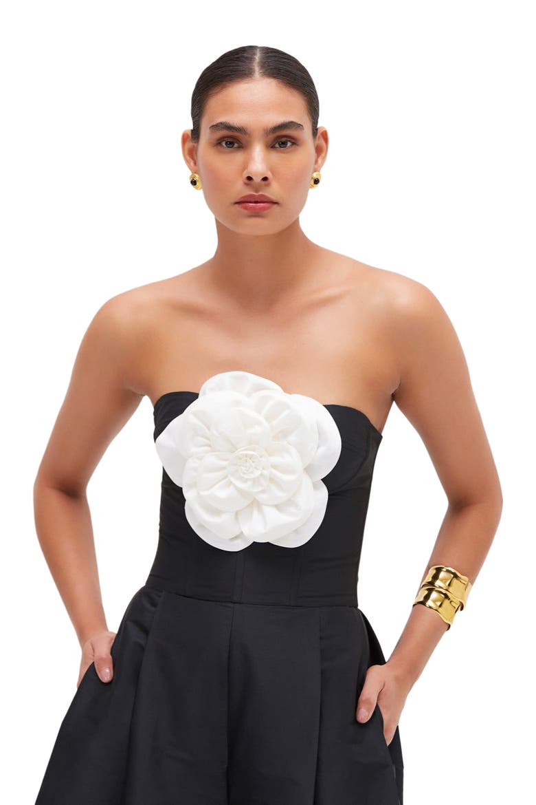 Taffeta Bloom Jumpsuit, Alternate, color, BLACK