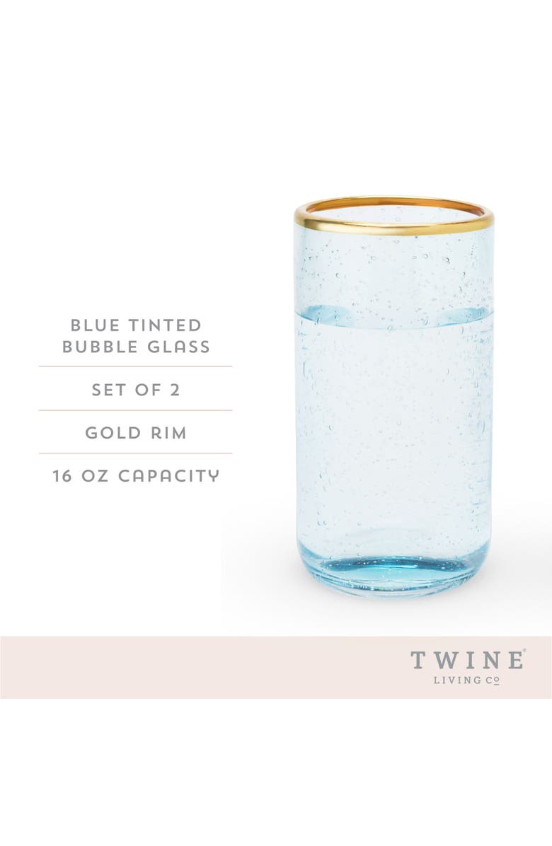 TWINE Aqua Bubble Glass Tumblers Set of 2, Alternate, color, Blue