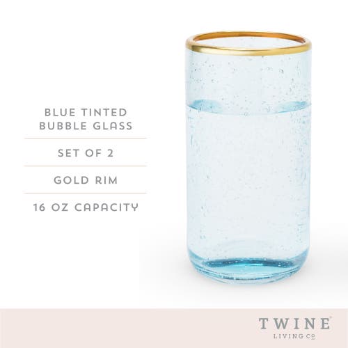 Twine Aqua Bubble Glass Tumblers Set Of 2 In Blue