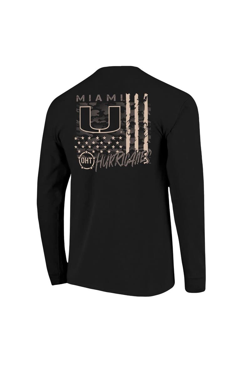 Men's  Black Miami Hurricanes OHT Camo Overlay Comfort Colors Long Sleeve T-Shirt, Alternate, color, Black