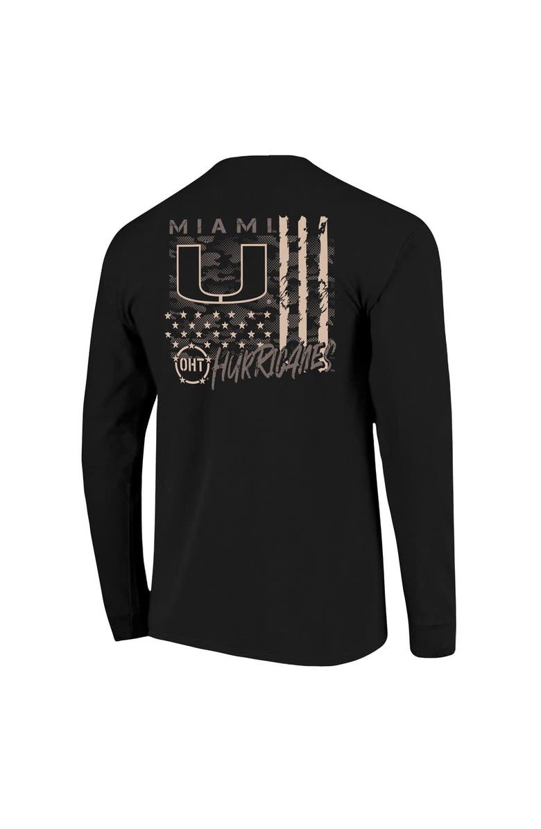 IMAGE ONE Men's  Black Miami Hurricanes OHT Camo Overlay Comfort Colors Long Sleeve T-Shirt, Alternate, color, Black
