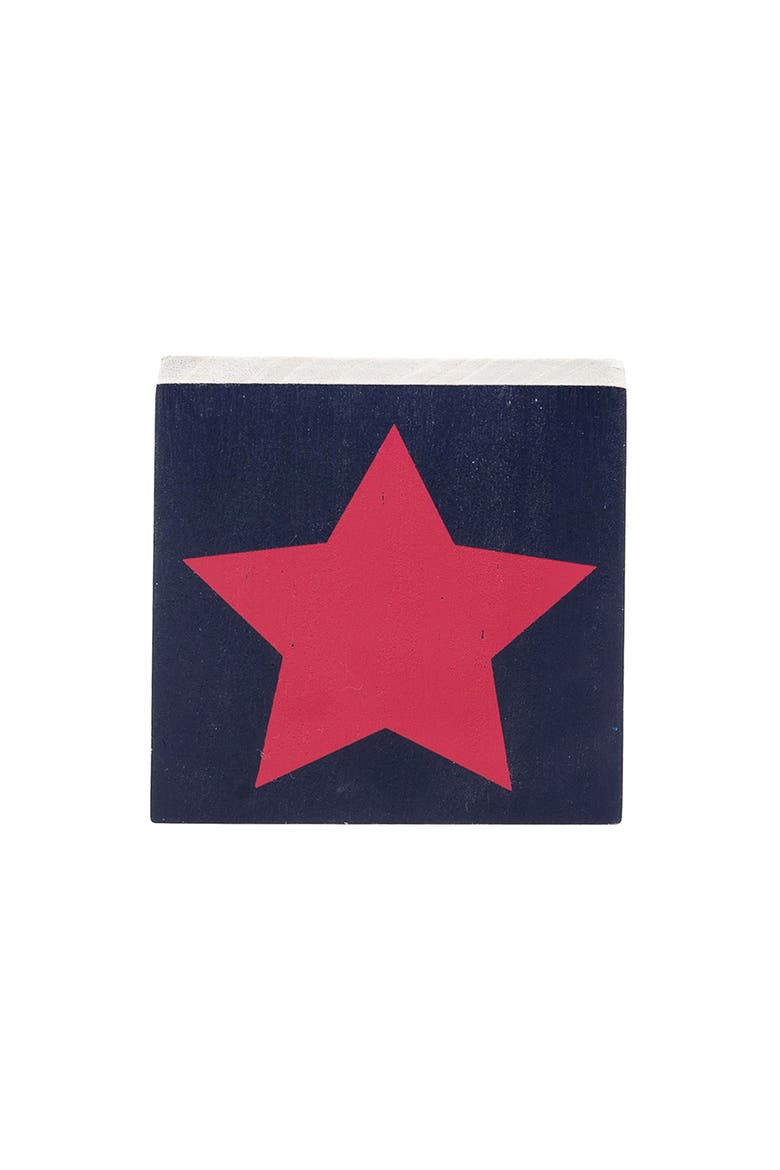 USA Stars Set of 3 Decorative Block Figurines 4.75", Alternate, color, Red