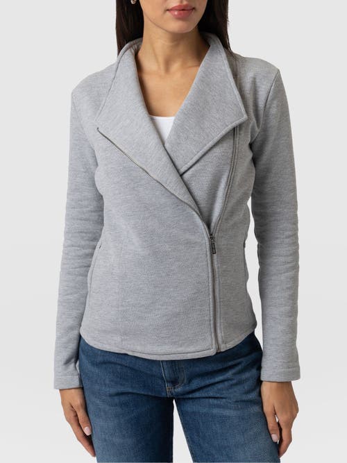 Saint + Sofia Cotton Biker Jacket In Gray