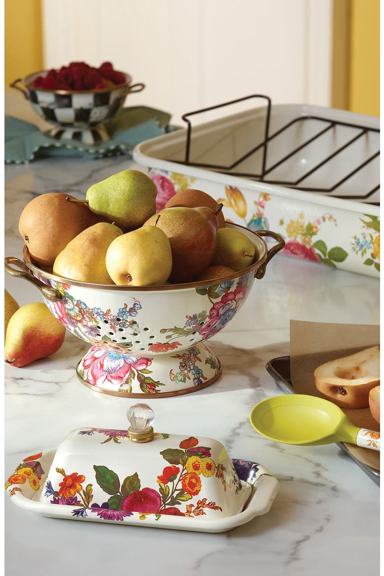 Flower Market Enameled Steel Butter Box, Alternate, color, WHITE MULTI